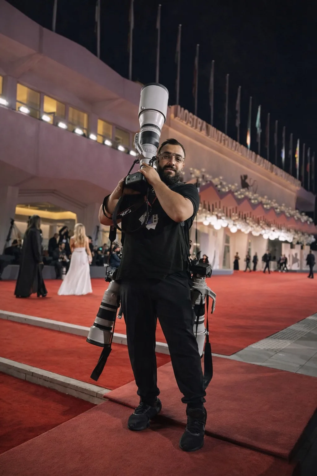 Omar Tabbara on location with camera equipment
